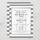 25. Jubiläum Klassisches Silver Stripe Art Deco Einladung (Vorne/Hinten)