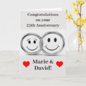 25. Jubiläum Niedliche Silver Wedding Rings Karte (Gelbe Blume)