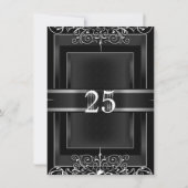 25. Jubiläum Party Chalkboard Silver Floral 3 Einladung (Rückseite)