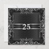 25. Jubiläum Party Chalkboard Silver Floral Einladung (Rückseite)