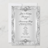 25. Jubiläum Party Damask Silver Small Einladung (Vorderseite)