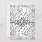 25. Jubiläum Party Damask Silver Small Einladung (Rückseite)
