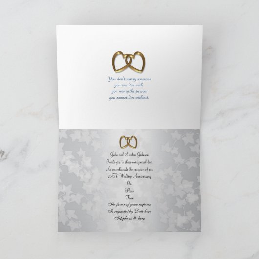 25. Jubiläum Party Einladung Hydrangeas blau (Innenseite)