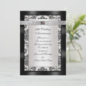 25. Jubiläum Party Einladung schwarz-weiß (Stehend Vorderseite)