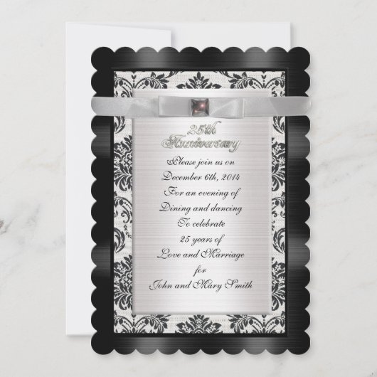 25. Jubiläum Party Einladung schwarz-weiß (Vorderseite)