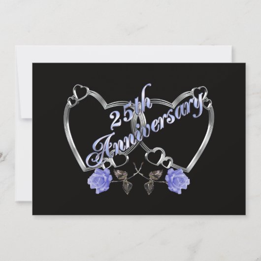 25. Jubiläum Party Einladung Silberblaue Rose (Vorderseite)