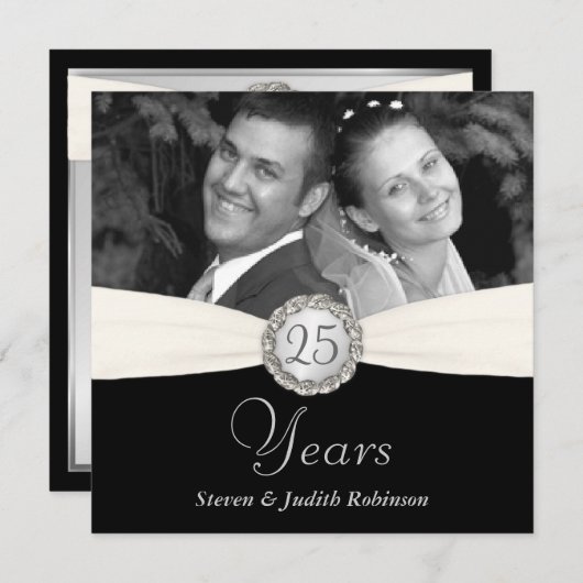 25. Jubiläum Party - Imitate Pocket Style - SQUARE Einladung (Vorne/Hinten)