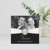 25. Jubiläum Party - Imitate Pocket Style - SQUARE Einladung (Stehend Vorderseite)