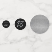 25. Jubiläum Party schwarz Silber personalisiert Konfetti (Vorderseiten)