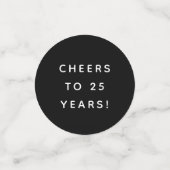 25. Jubiläum Party schwarz Silber personalisiert Konfetti (Klein Vorderseite)