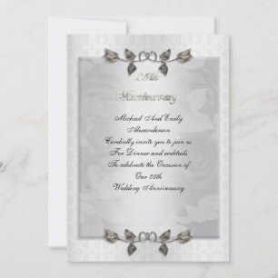 25. Jubiläum Party Silber Rose formell Einladung