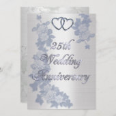 25. Jubiläum Party Silberherzen formale Einladung (Vorne/Hinten)