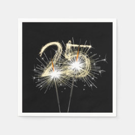 25. Jubiläum Party Sparklers auf Black Serviette
