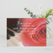 25. Jubiläum, Rose Piano Einladung (Stehend Vorderseite)