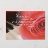 25. Jubiläum, Rose Piano Einladung (Vorne/Hinten)