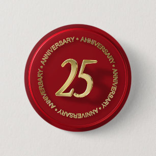 25. Jubiläum Rotes Wachs Siegel Button