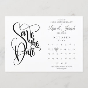 25. Jubiläum Save the Date Kalender Love Herz Einladung