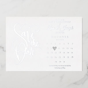25. Jubiläum Save the Date Kalender Silber Folieneinladung