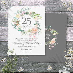 25. Jubiläum Save-the-Date Rosen Girlande Ankündigungspostkarte