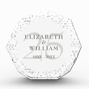 25. Jubiläum Silber Stardust Konfetti Fotoblock