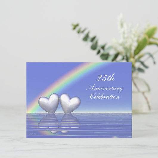 25. Jubiläum Silberherzen Einladung (Stehend Vorderseite)