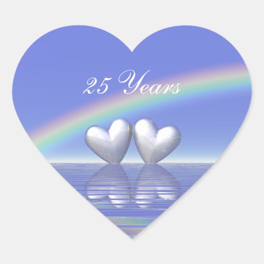 25. Jubiläum Silberherzen Herz-Aufkleber (Vorderseite)