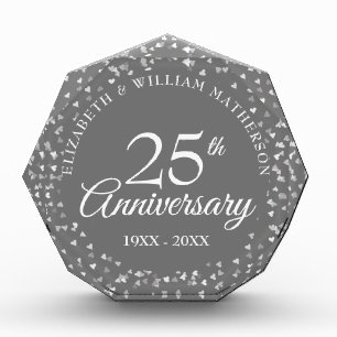 25. Jubiläum Silberherzen Konfetti Fotoblock