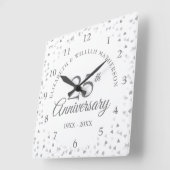 25. Jubiläum Silberherzen Quadratische Wanduhr (Winkel)