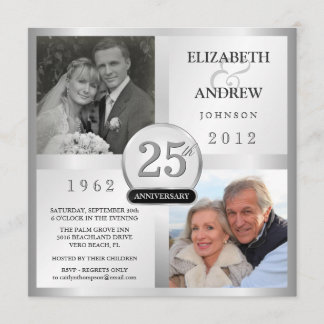 25. Jubiläum Silver Einladungen mit 2 Fotos