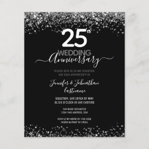 25. Jubiläum Silver Glitzer Einladungen