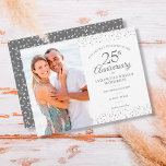 25. Jubiläum Silver Hearts Save the Date Foto Ankündigungspostkarte<br><div class="desc">Mit delikaten silbernen Liebe Herzen Konfetti. Personalisieren Sie mit Ihrem besonderen Foto und 25 Jahre Silber-Jubiläum Save the Date Informationen in schicken Schriften. Entwickelt von Thisisnotme©</div>