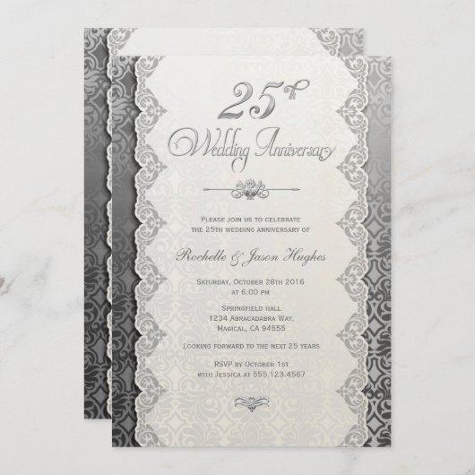 25. Jubiläum Silver Invitation Einladung (Vorne/Hinten)