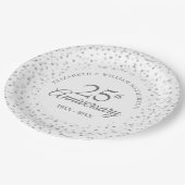 25. Jubiläum Silver Liebe Hört Confetti Pappteller (Schrägansicht)