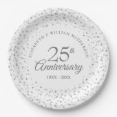 25. Jubiläum Silver Liebe Hört Confetti Pappteller (Vorderseite)