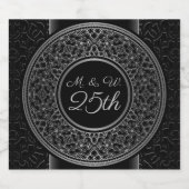 25. Jubiläum Silver Medallion Mit Monogramm Schaumweinetikett (Einzelnes Label)