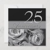 25. Jubiläum Silver Rose Metallic Template Einladung (Vorderseite)