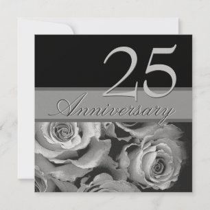 25. Jubiläum Silver Rose Metallic Template Einladung