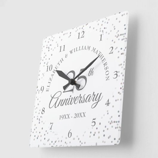 25. Jubiläum Silver Stardust Quadratische Wanduhr (Winkel)