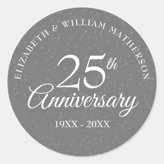25. Jubiläum Silver Stardust Runder Aufkleber (Vorderseite)