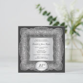 25. Jubiläum Square Silver Einladung (Stehend Vorderseite)