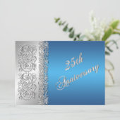 25. Jubiläum Verzierte Silver Scrolls mit Blue Einladung (Stehend Vorderseite)