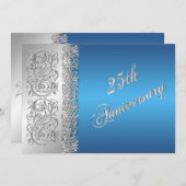 25. Jubiläum Verzierte Silver Scrolls mit Blue Einladung (Vorne/Hinten)