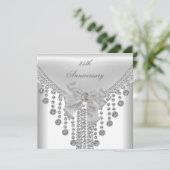 25. Jubiläum Weißes Silber Overlay Böschjuwel Einladung (Stehend Vorderseite)