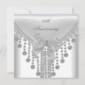 25. Jubiläum Weißes Silber Overlay Böschjuwel Einladung (Vorderseite)