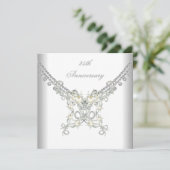 25. Jubiläum White Silver Pearl Jewel Einladung (Stehend Vorderseite)