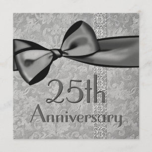 25. Jubiläums- Faux Satin Bogen Metallpapier Einladung