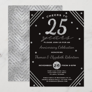 25. Jubiläums-Party-Einladung, Faux-Silber Einladung
