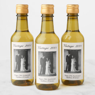 25. Jubiläumsfeier Geschenk Hochzeitsfoto Weinetikett