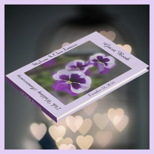 25. Jubiläumsfeier, Name, violette Blumen Gästebuch
