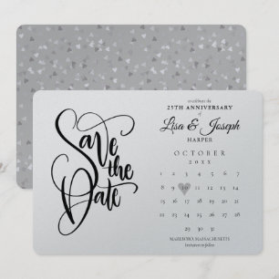 25. Jubiläumskalender Herz Silber Metallic Save The Date
